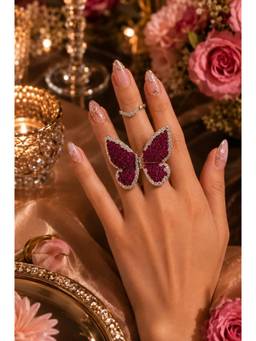 Silvpop Jewels - Crimson Flutter Gold Plated Maroon Ring