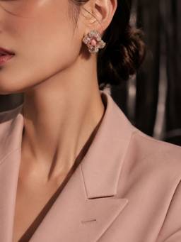 Silvpop Jewels - Rose Orchid Bloom Gold Plated Stud Pink Earrings