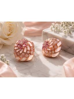 Silvpop Jewels - Blush Mosaic Bloom Gold Plated Stud Pink Earrings