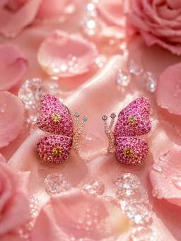 Silvpop Jewels - Pink Flutter Butterfly Gold Plated Stud Pink Earrings