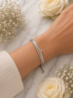 Silvpop Jewels - Sakura Bloom Gold Plated White Bracelet