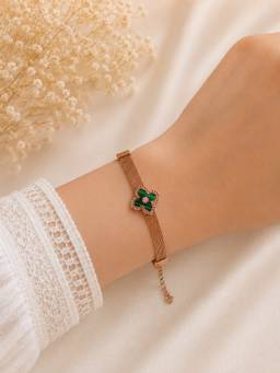 Silvpop Jewels - Emerald Clover Gold Plated Green Bracelet