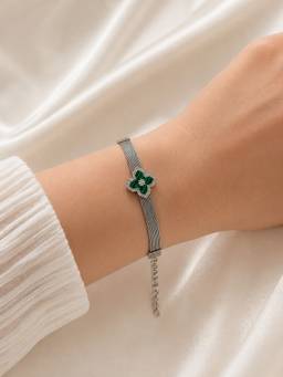 Silvpop Jewels - Emerald Clover Gold Plated Green Bracelet