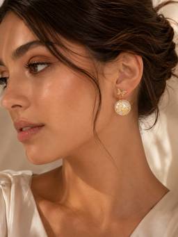 Silvpop Jewels - Mosaique Papillon Mother-Of-Pearl Gold Plated White Earrings