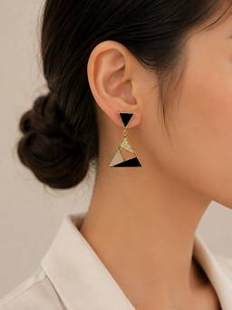 Silvpop Jewels - Mosaique Noir Triad Gold Plated Black Earrings