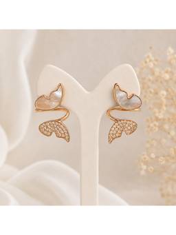 Silvpop Jewels - Mosaique Perla Sculpt Gold Plated White Earrings