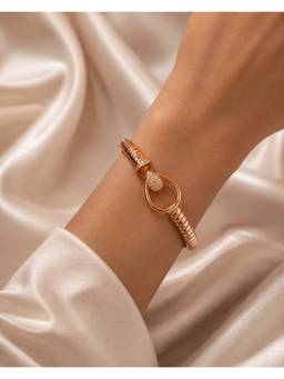 Silvpop Jewels - Mosaique Eclat Sculptural Gold Plated White Bracelet