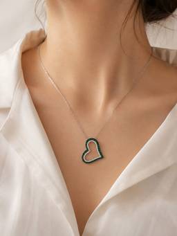 Silvpop Jewels - Mosaique Heart Green Pendant