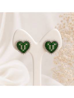 Silvpop Jewels - Mosaique Coeur Mosaic Stud Green Earrings