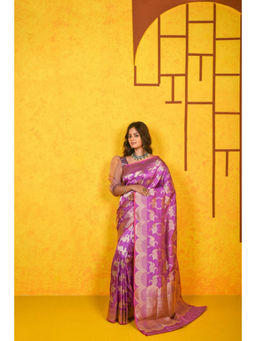 Naaritva Banaras - Mauve Katan Silk Handwoven Banaras Saree with Unstitched Blouse