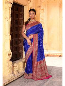 Naaritva Banaras - Bluepure Banarasi Crape Chiffon Silk Saree with Unstitched Blouse