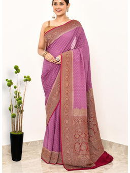 Naaritva Banaras - Pink Khaddi Silk Handwoven Banaras Saree with Unstitched Blouse