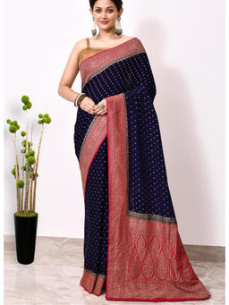 Naaritva Banaras - Bluechiffon Silk Handwoven Banaras Saree with Unstitched Blouse