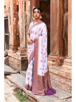 Naaritva Banaras - Purple Banarasi Crape Chiffon Silk Saree with Unstitched Blouse