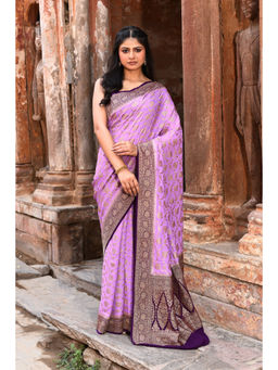 Naaritva Banaras - Lavender Handwoven Banarasi Crape Chiffon Silk Saree with Unstitched Blouse