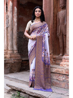 Naaritva Banaras - Orchid Purple Banarasi Crape Chiffon Silk Saree with Unstitched Blouse