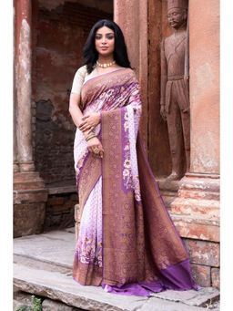 Naaritva Banaras - Lilac Banarasi Crape Chiffon Silk Saree with Unstitched Blouse
