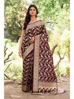 Naaritva Banaras - Plum Purple Banarasi Silk Saree with Unstitched Blouse