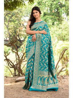 Naaritva Banaras - Green Banarasi Silk Saree with Unstitched Blouse