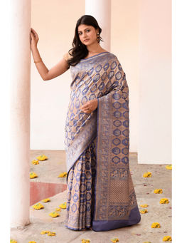 Naaritva Banaras - Lavender Handwoven Pure Banarasi Katan Silk Saree with Unstitched Blouse