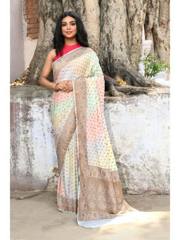 Naaritva Banaras - Shaded Pastel Banarasi Chiffon Crape Silk Saree with Unstitched Blouse