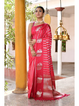 Naaritva Banaras - Pink Banarasi Silk Saree with Unstitched Blouse