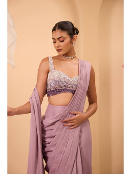 ONE KNOT ONE - Purple Hand Embroidered with Sequence & Bead Work Blouse