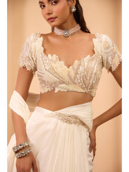 ONE KNOT ONE - Ivory Hand Embroidered with Sequence & Bead Work Blouse