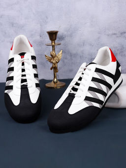 Louis Stitch - Men Casual Sneakers with Auto Adjustable Elastic Laces Black