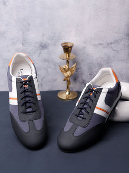 Louis Stitch - Men Casual Sneakers with Auto Adjustable Elastic Laces Navy Blue