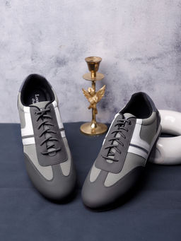 Louis Stitch - Men Casual Sneakers with Auto Adjustable Elastic Laces Grey