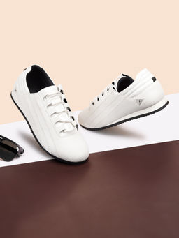 Louis Stitch - Men Casual Sneakers with Auto Adjustable Elastic Laces White