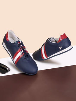 Louis Stitch - Men Casual Sneakers with Auto Adjustable Elastic Laces Navy Blue