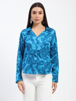 Madame - Blue Leaf Print Shirt