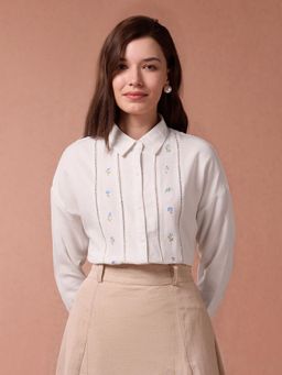 U.S. POLO ASSN. - Cream Embroidery Ladder Lace Shirt