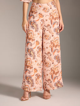 Twenty Dresses by Nykaa Fashion - Multi-Color Paisley Printed High Waist Wide Pant