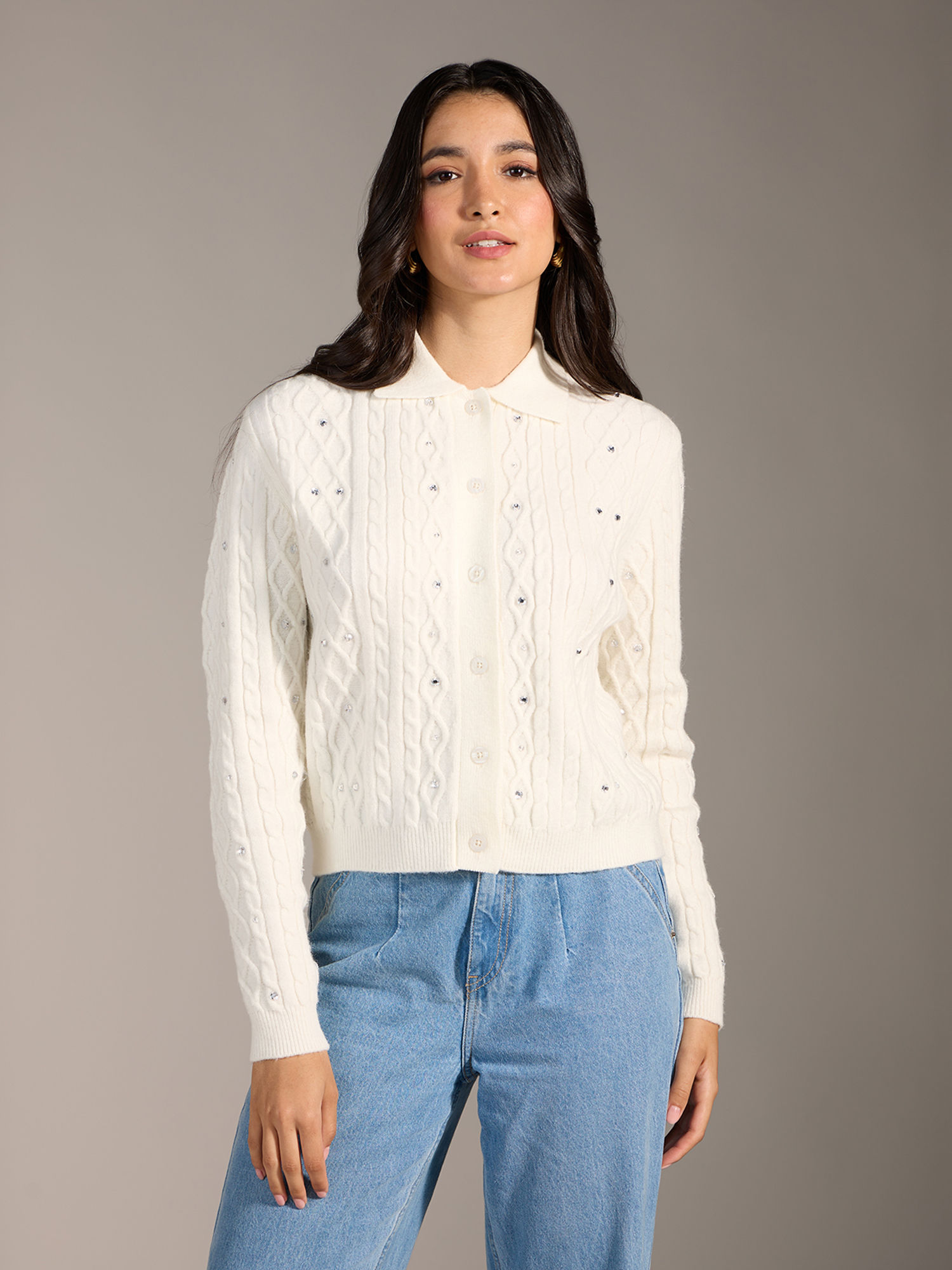 Buy Twenty Dresses by Nykaa Fashion White Embellished Collar Neck