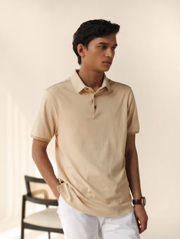 Andamen - Beige Mens Casual Polo T-Shirt Regular Fit