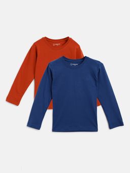 Campana - Boys Luciano Full Sleeve Round Neck T-Shirt Rust & Blue (Pack of 2)