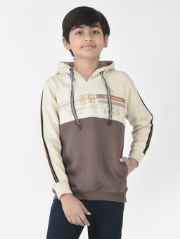 CRIMSOUNE CLUB - Boys Dusty Brown Colour Blocked Hoodie