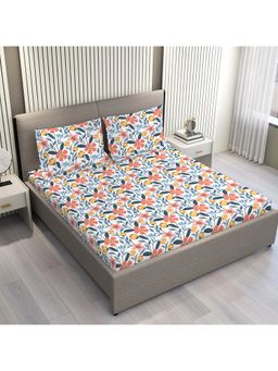 Layers - Aura Multi-Color Floral Print King Bedsheet with 2 Pillow Covers