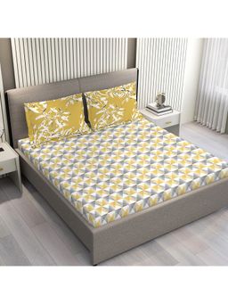 Layers - 100% Cotton 150 Tc Multi-Color Double Bedsheet with 2 Pillow Covers