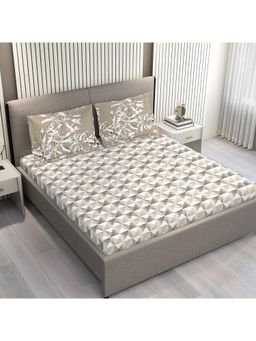 Layers - 100% Cotton 150 Tc Grey Double Bedsheet with 2 Pillow Covers