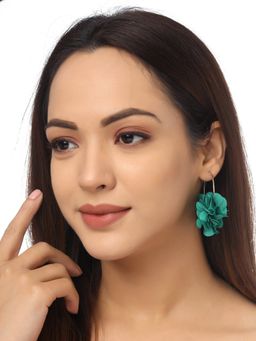 Yellow Chimes - Boho Dangle Lace Cloth Mesh Yarn Chiffon Silk Layered Petal Hoop Earrings