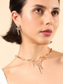 Sohi - Gold Plated Artificial Stones Studded Jewellery (Set of 2)