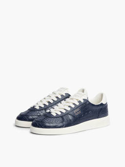 Tommy Hilfiger - Men Navy Blue Textured Leather Sneakers