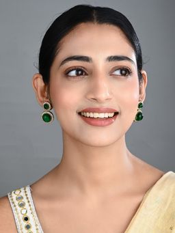 Anvik - Crystal Green Halo Drop Earrings