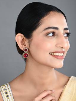 Anvik - Crystal Red Halo Drop Earrings