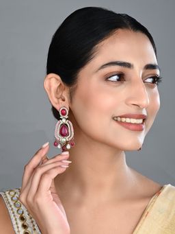 Anvik - Elegant Crystal Pink Teardrop Statement Earrings