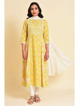 W - Yellow Floral Kurta